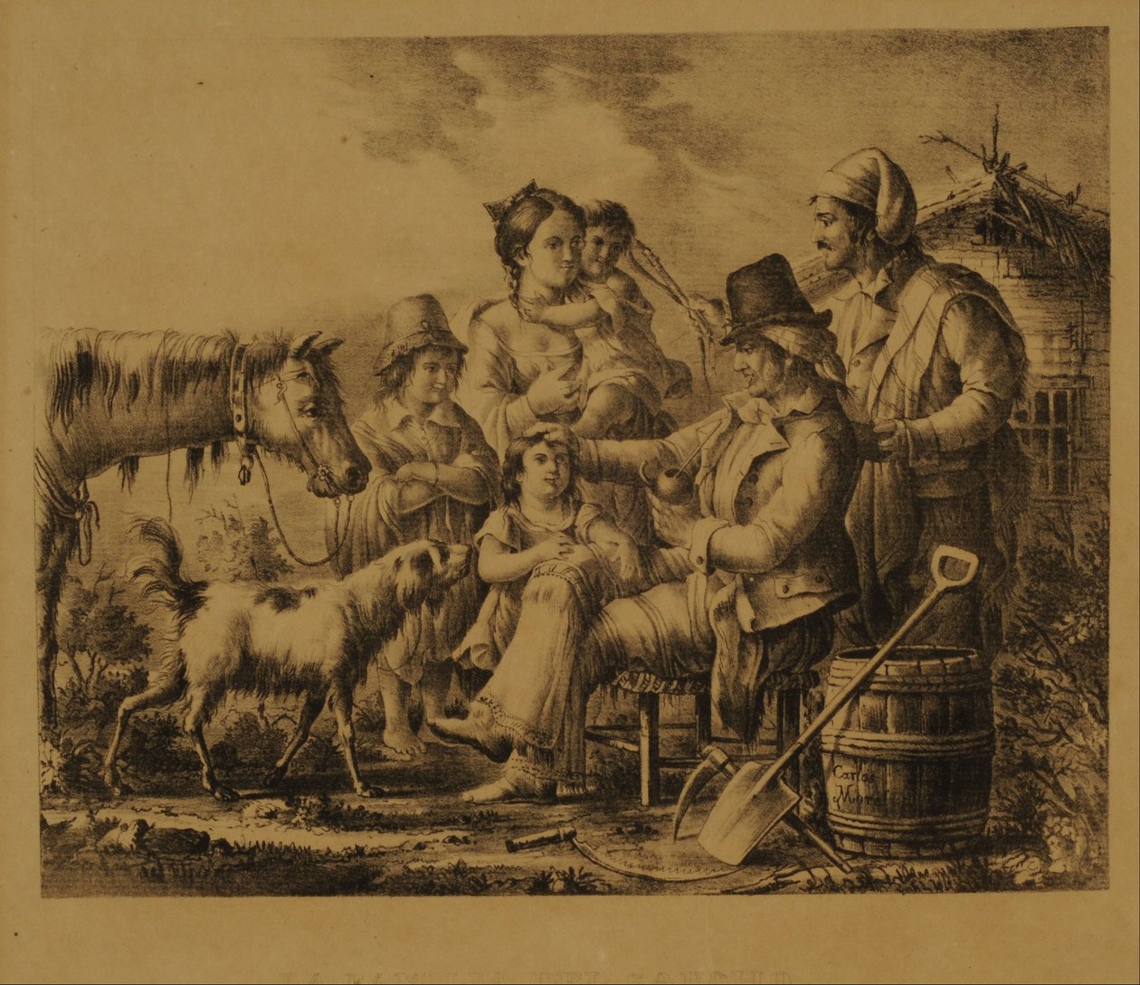 Gauchos familj av Grabado  Gregorio Ibarra
