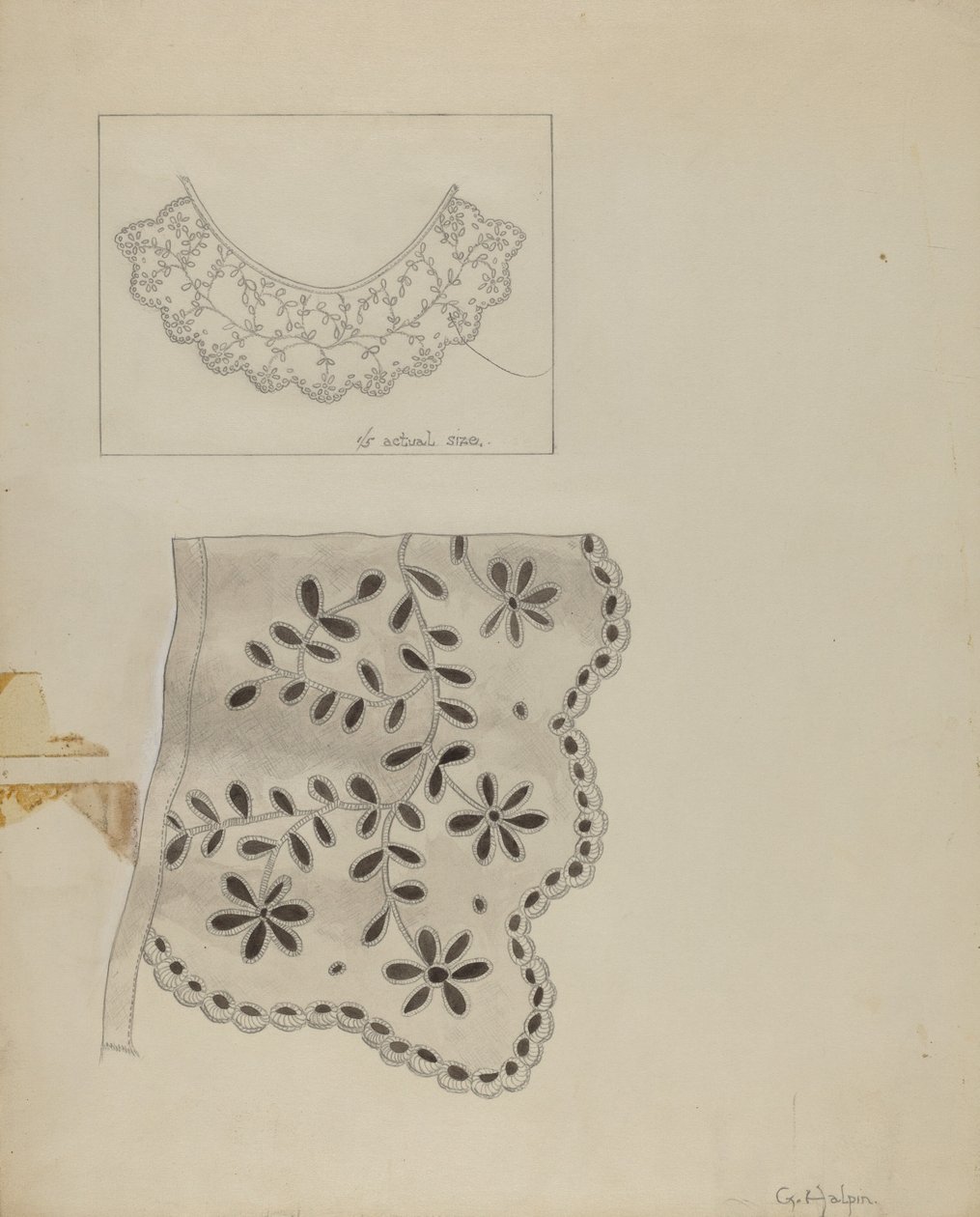Broderad linnekrage av Grace Halpin