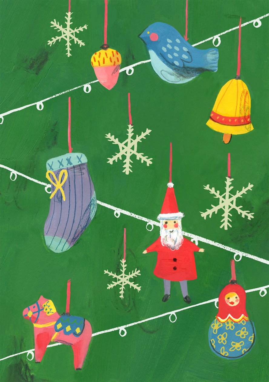 Juldekorationer, 2013 (olja på papper) av Grace Helmer