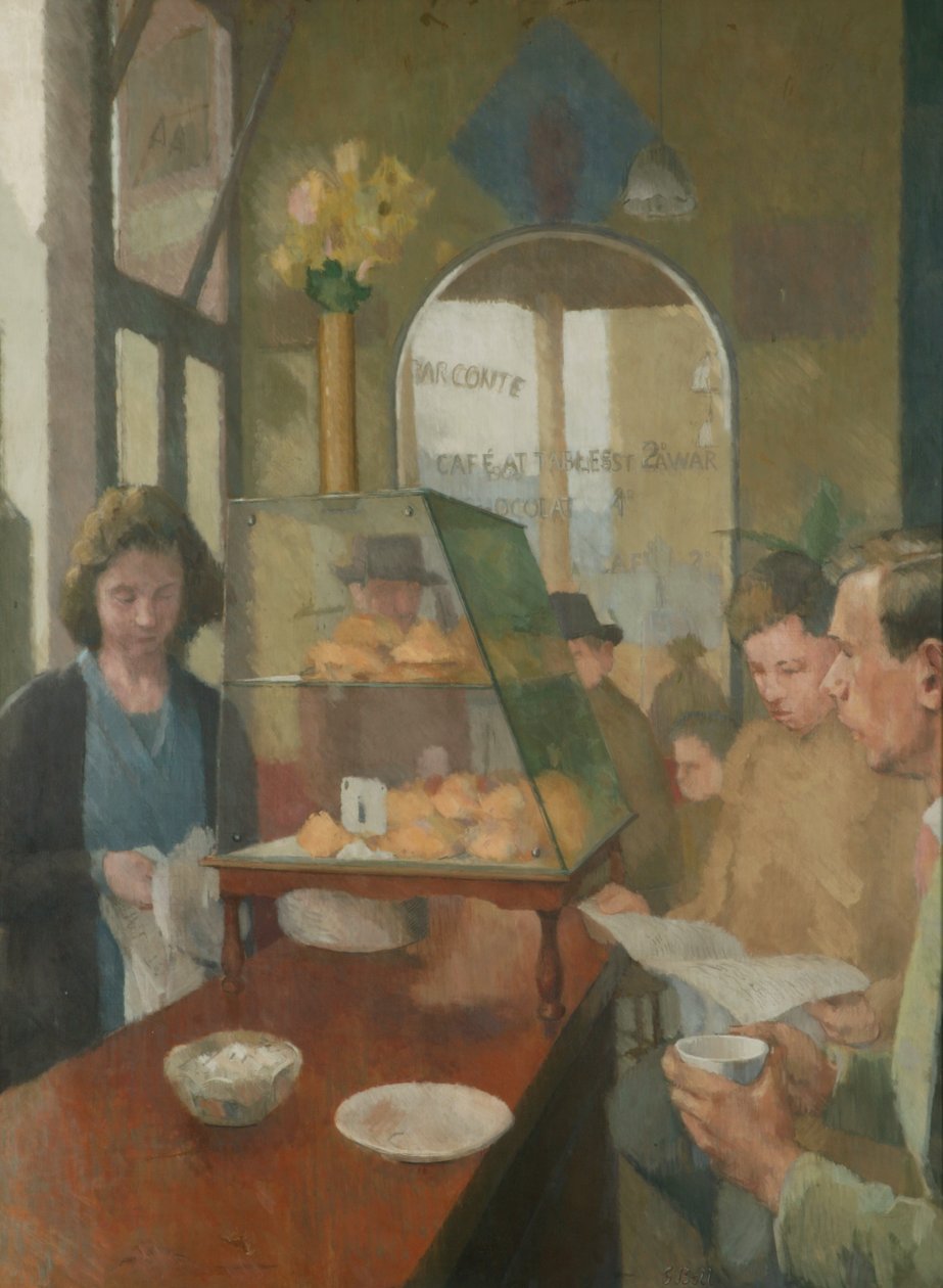 The Cafe (Cafe Conte, London) 1937-38 (olja på duk) av Graham Bell