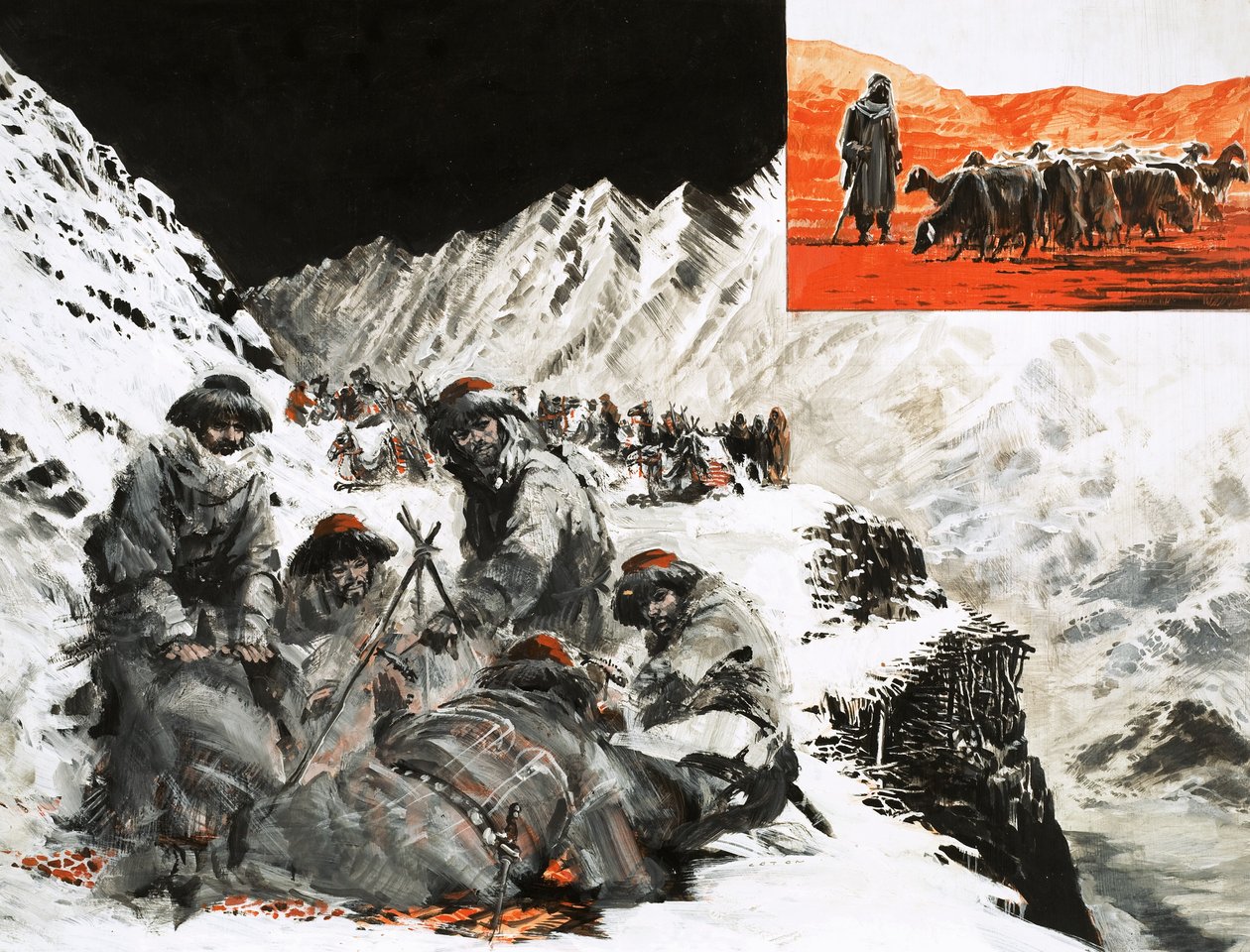 En camal-karavan slog läger i Pamirbergen av Graham Coton