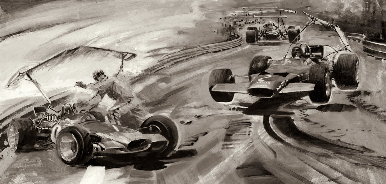 Grand Prix Problems (gouache på papper) av Graham Coton