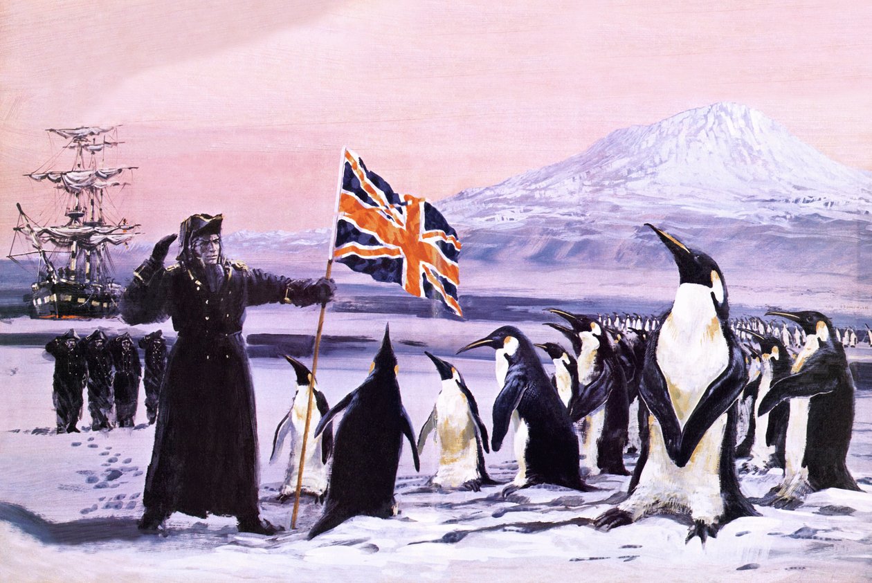 James Clark Ross planterade Union Jack i den antarktiska isen 1840 av Graham Coton