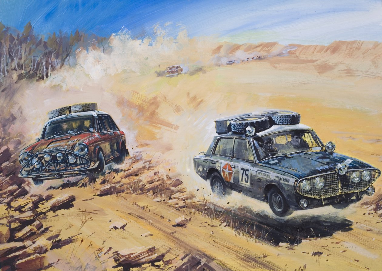 London till Sydney Motor Rally 1968 (gouache på papper) av Graham Coton
