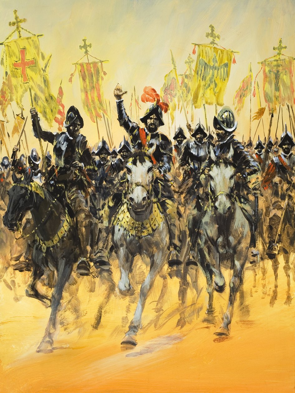 Spanish Conquistadors (gouache på papper) av Graham Coton