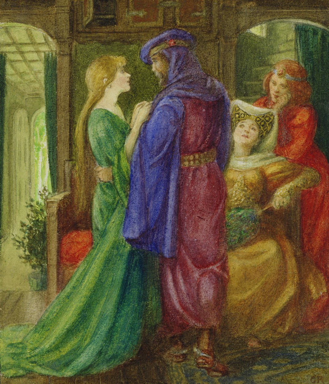 Beauty and the Beast (akvarell med kroppsfärg på papper) av Graham Robertson