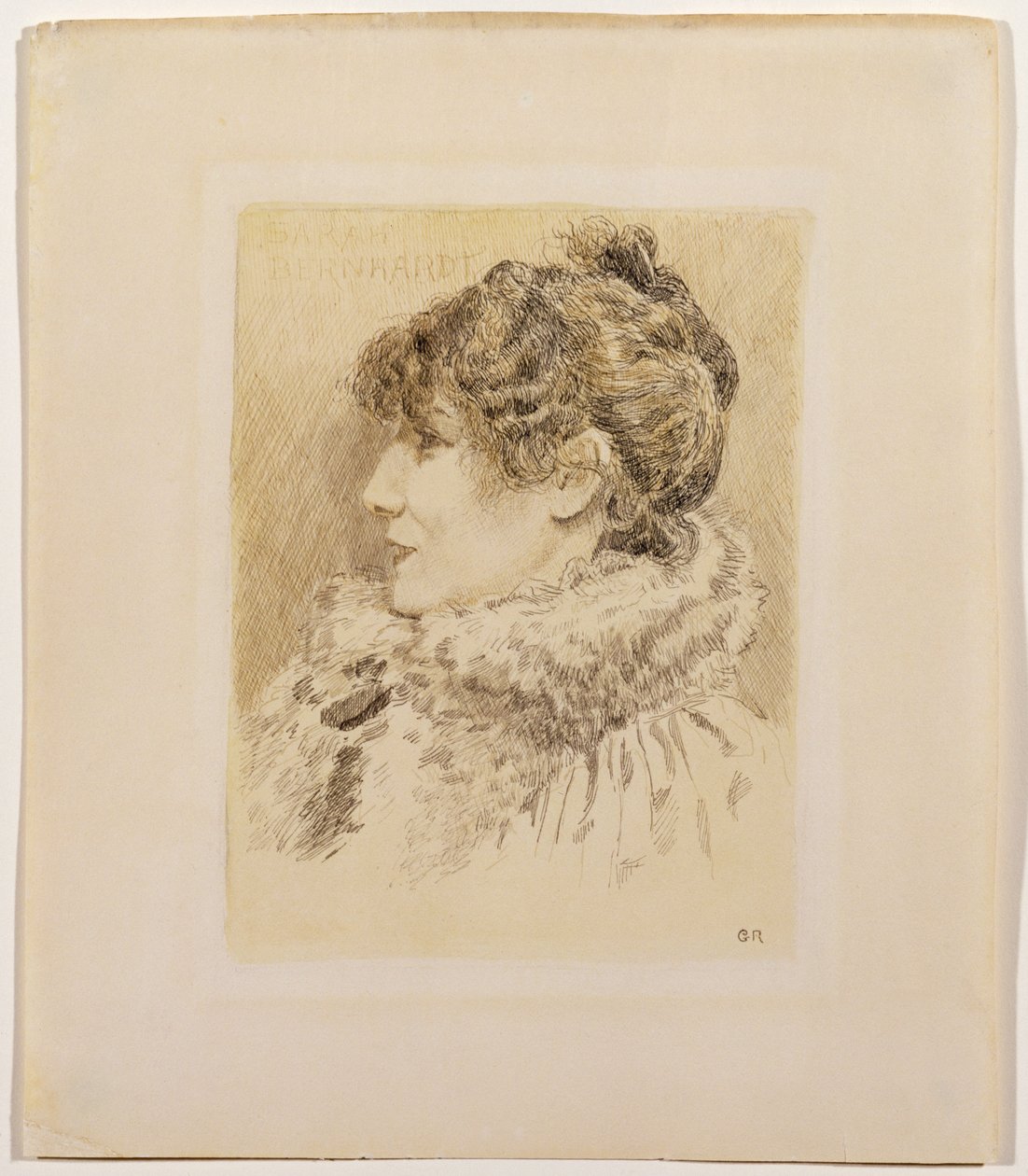 Porträtt av Sarah Bernhardt (1844-1923) (bläck & tvätt på papper) av Graham Robertson