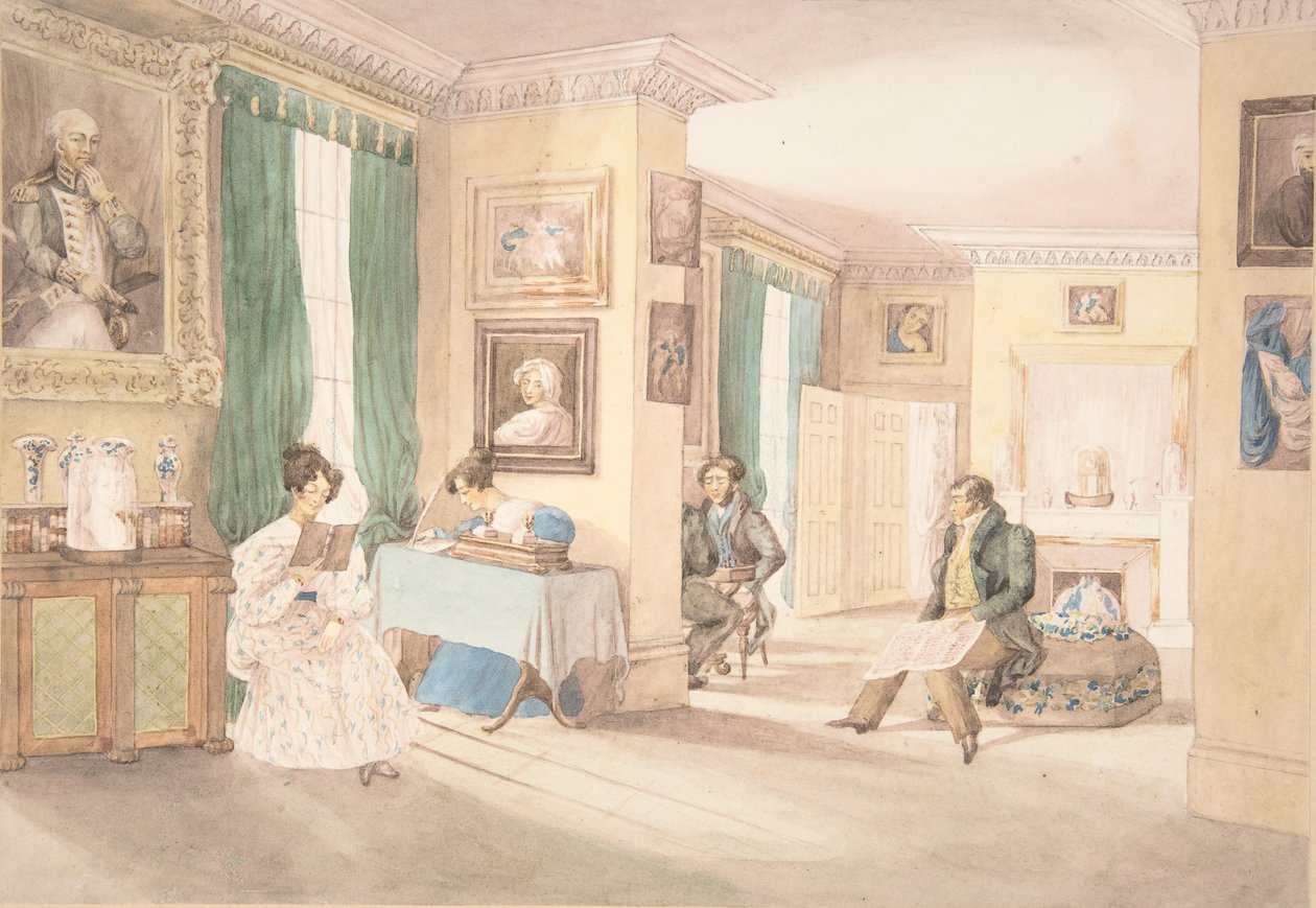 En interiör i Hatton, Warwickshire, 1820-30. av Granddaughters of Dr. Samuel Parr.