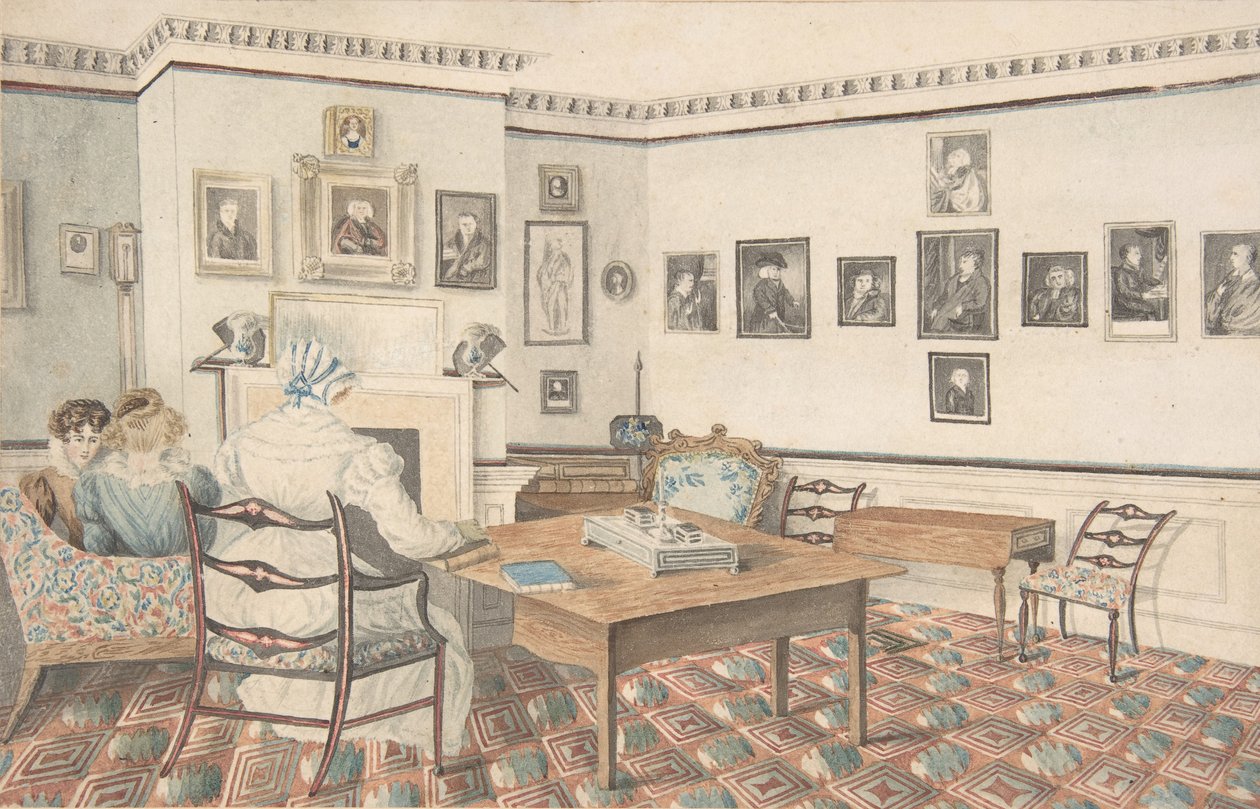 Salongen i Hatton, Warwickshire, 1820-30. av Granddaughters of Dr. Samuel Parr.