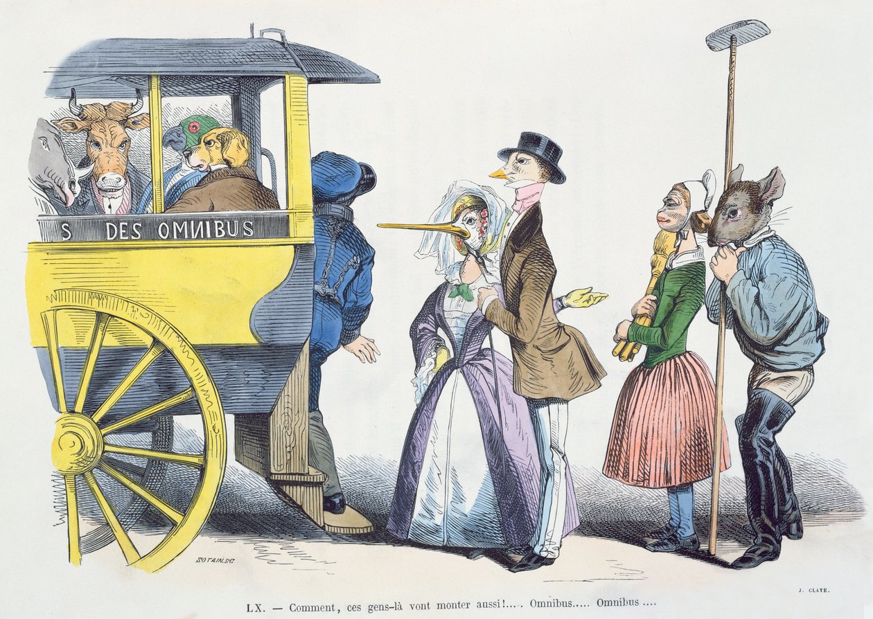 "Vad menar du att de här människorna kommer att fortsätta också" karikatyr från "Les Metamorphoses du Jour"-serien, omtryckt 1854 av Grandville
