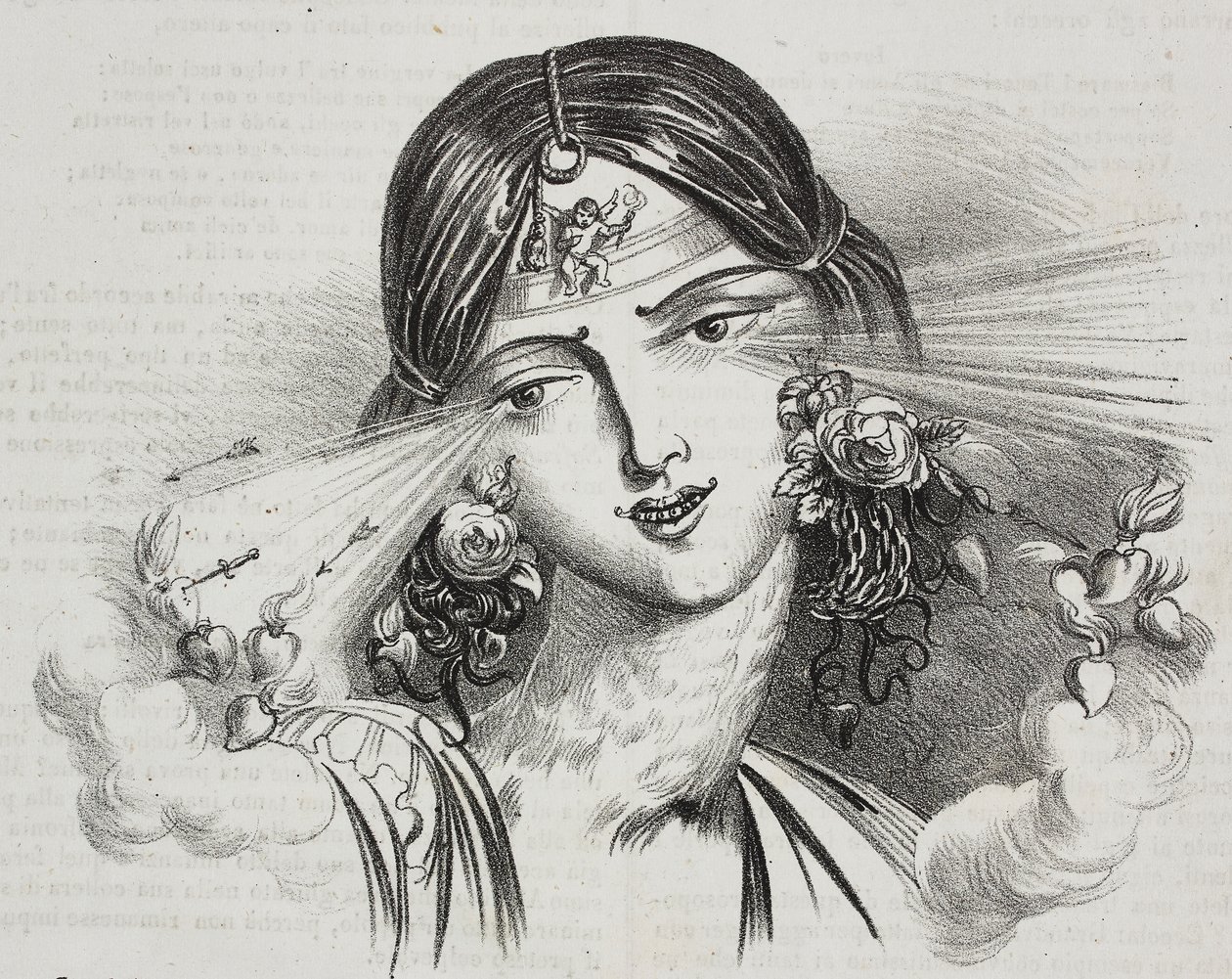 Feminin skönhet, karikatyr av Jean-Jacques Grandville (1803-1847), litografi av Gaetano Riccio från Poliorama Pittoresco, n 20, 24 december av Grandville