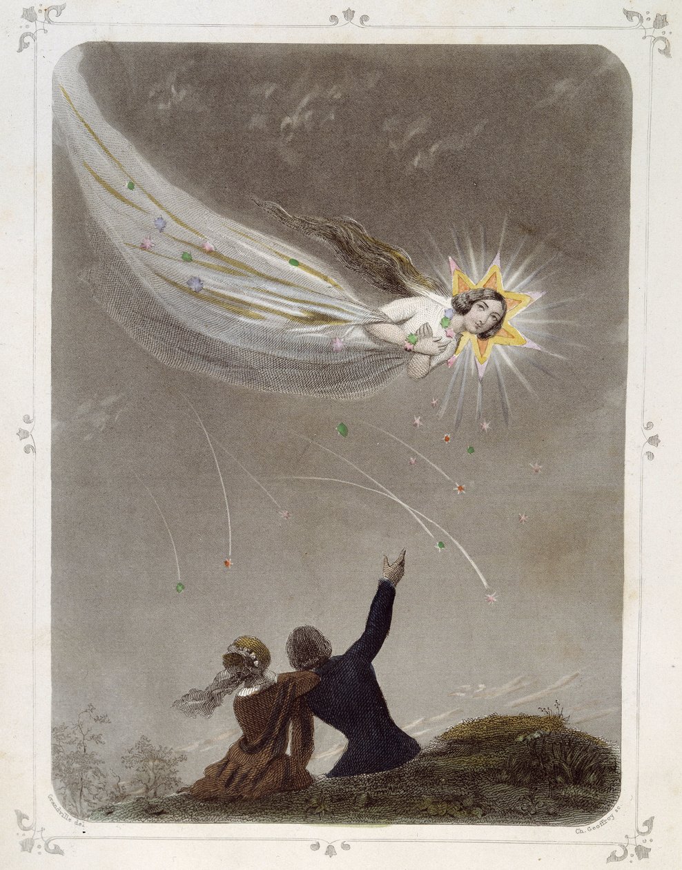 Stjärnor: Kvinna som representerar "" The shooting star"" - av Grandville av Grandville