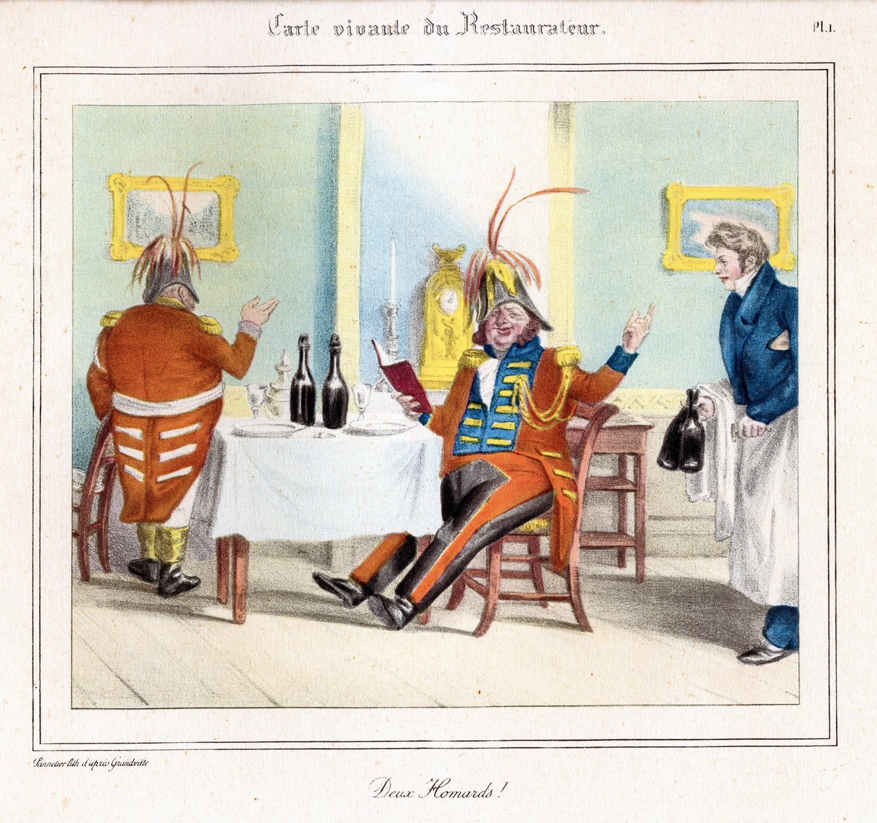 The Restaurateur Living Map: Two Lobsters! 1831-32 (litografi) av Grandville