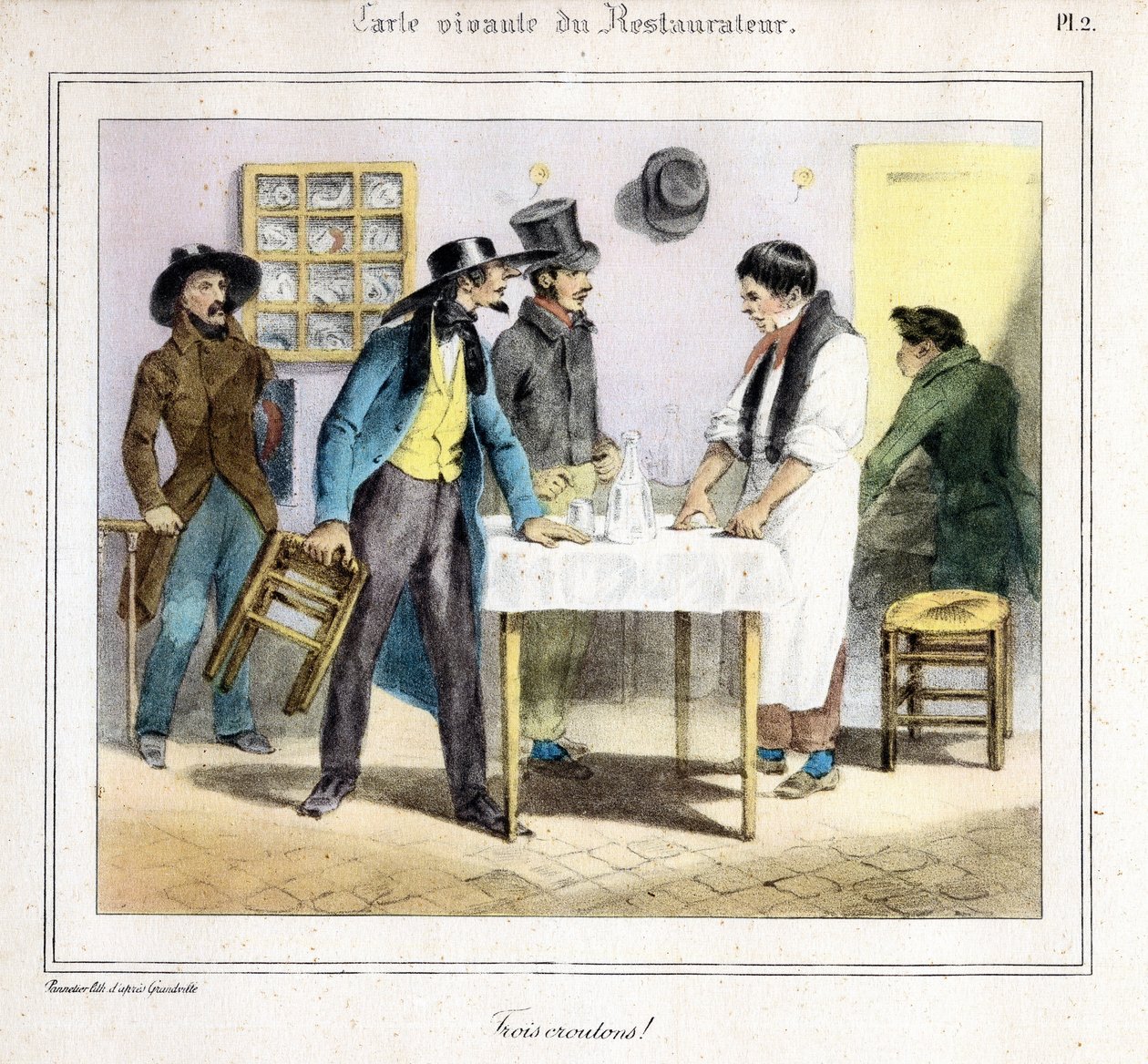 Krögarens levnadskort: Tre krutonger! 1831-32 (litografi) av Grandville