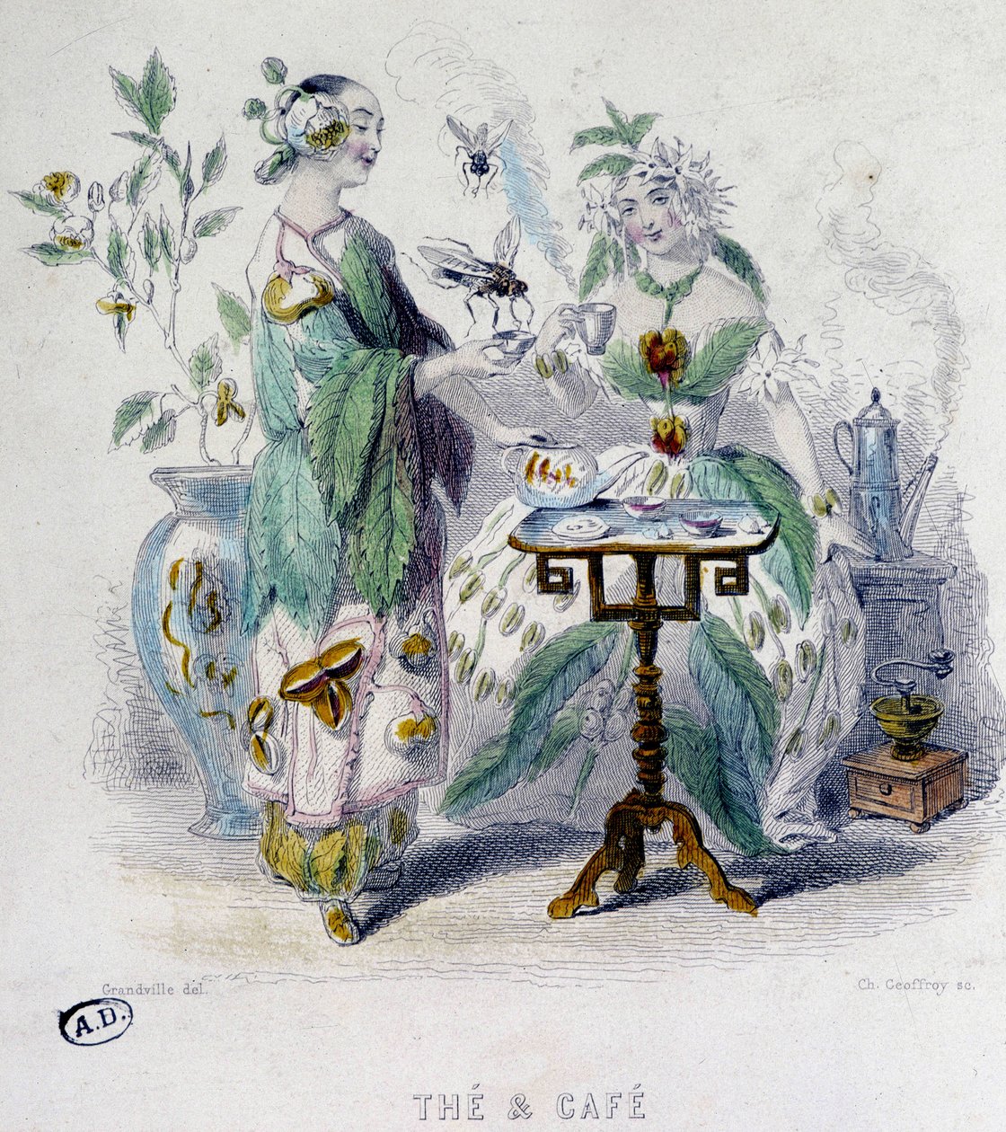 Allegori över ""te och kaffe"" av Grandville, sd. 1800-talet av Grandville