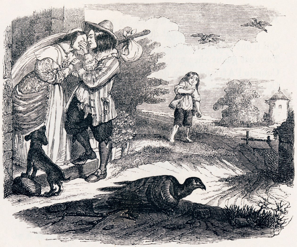 Båda duvorna - Fables av La Fontaine av Grandville