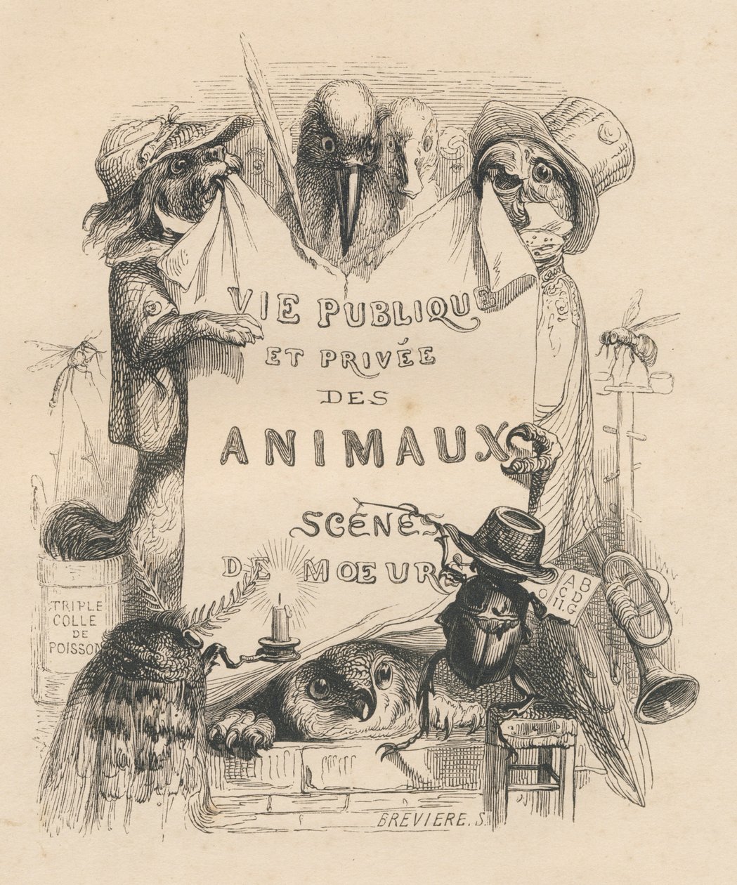 Frontispice av boken "Scener ur djurens privata och offentliga liv". Paris, J. Hetzel och Paulin av Grandville