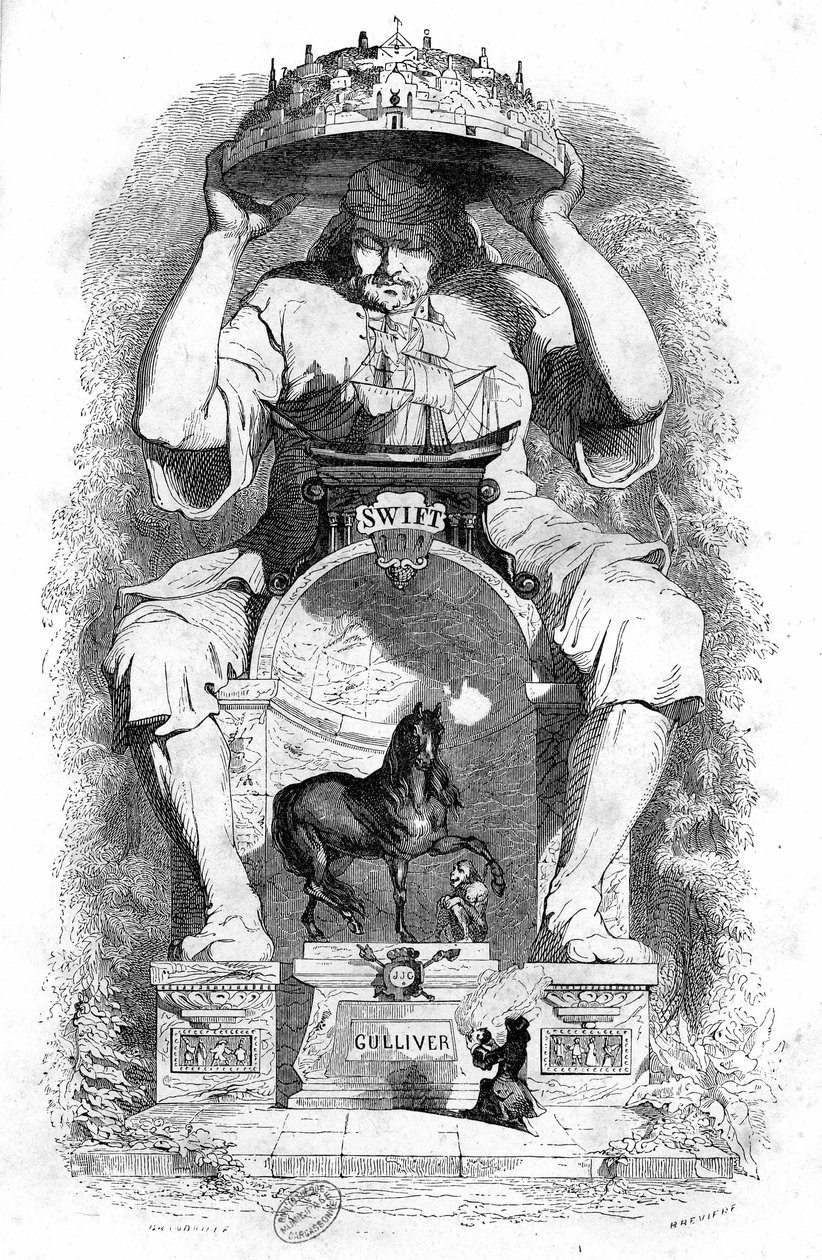Illustration till "Gullivers resor" skriven av Jonathan Swift av Grandville (1803 47)