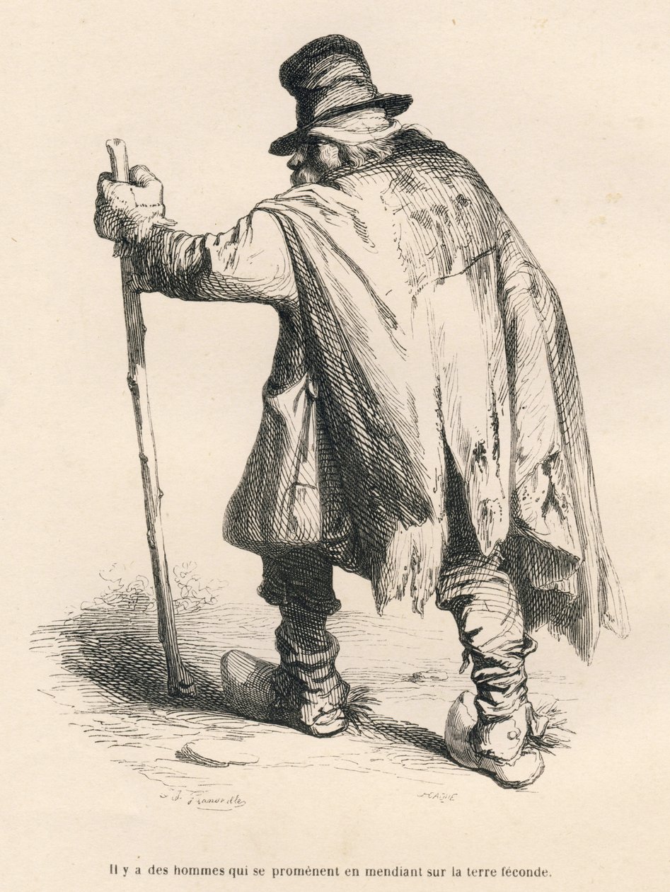 Tiggare. Miniatyrer illustrerade av JJ Granville. Gravyr signerad Caque i delen "Berättelsen om en hare" skriven av PJ Stahl i "Scener ur djurens privata och offentliga liv". Paris, J. Hetzel och Paulin av Grandville
