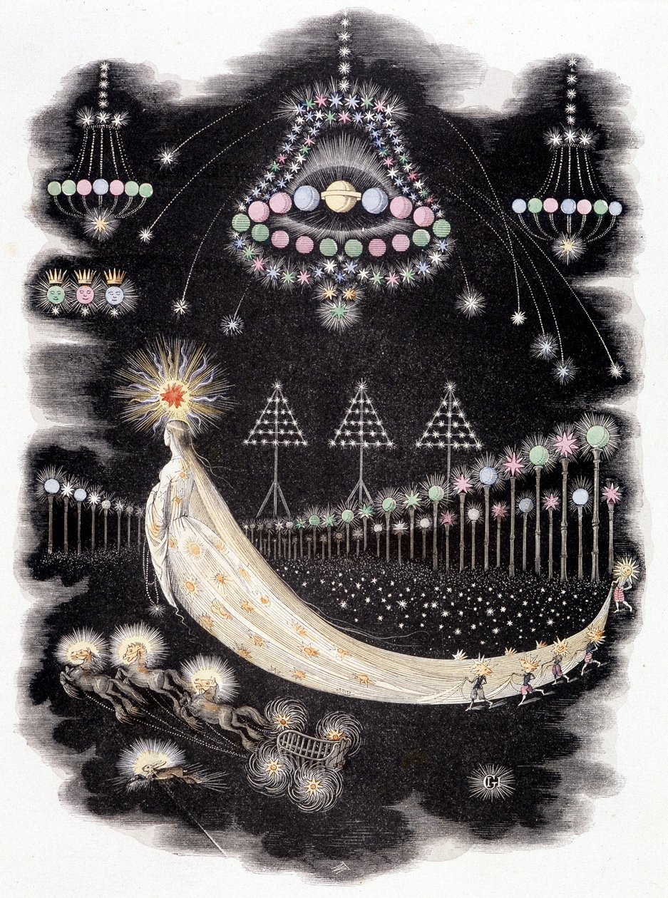 Peregrinations of a comet - gravyr av Grandville, sent 1800-tal av Grandville
