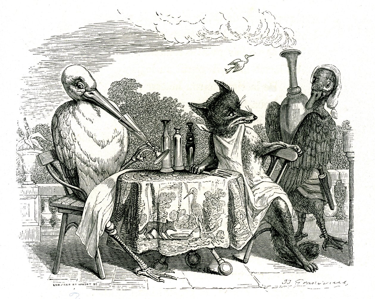 Räven och storken, illustration från 
