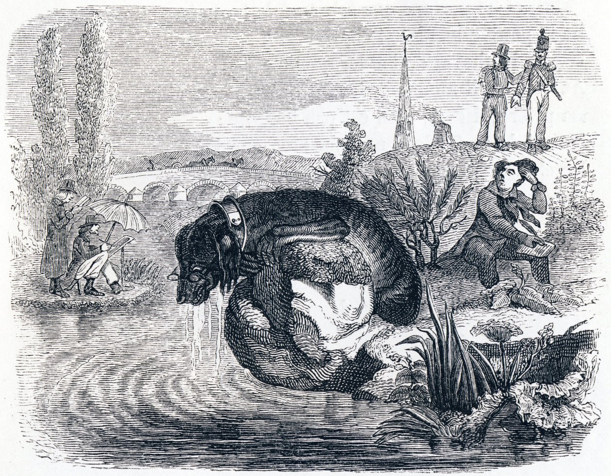 Hunden som ger upp sitt byte för skuggan - Fables av La Fontaine av Grandville