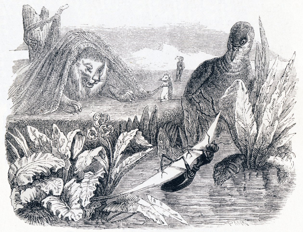 Duvan och myran - Fabler av La Fontaine av Grandville