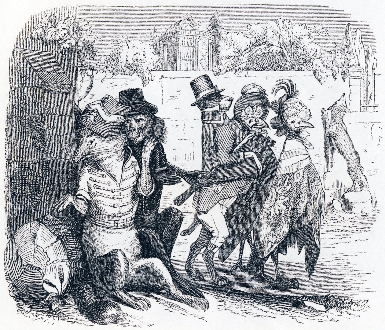 Räven och druvorna (Le renard et les raisins) - Fables av La Fontaine av Grandville