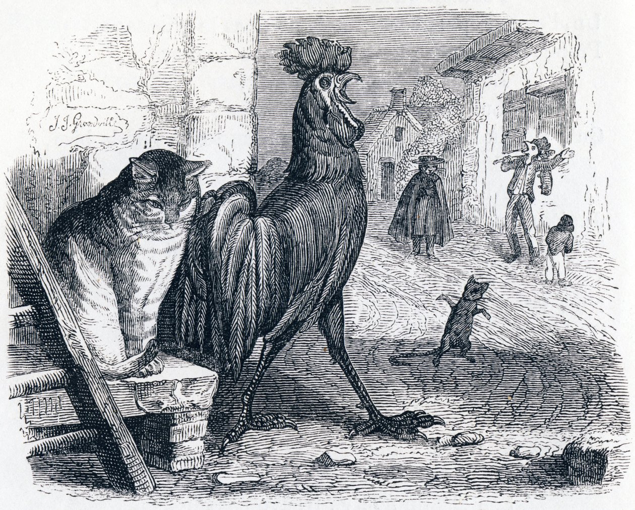 Gylten, katten och musen - Fabler av La Fontaine av Grandville