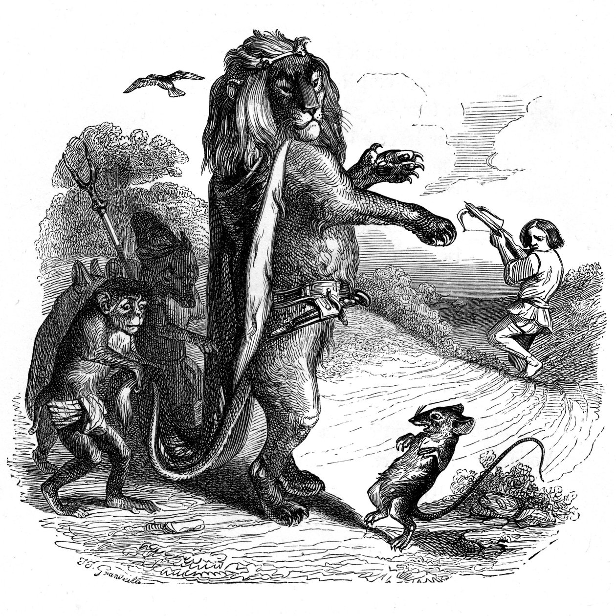 Lejonet och råttan: La Fontaines fabel illustrerad av Grandville. av Grandville (1803 47)