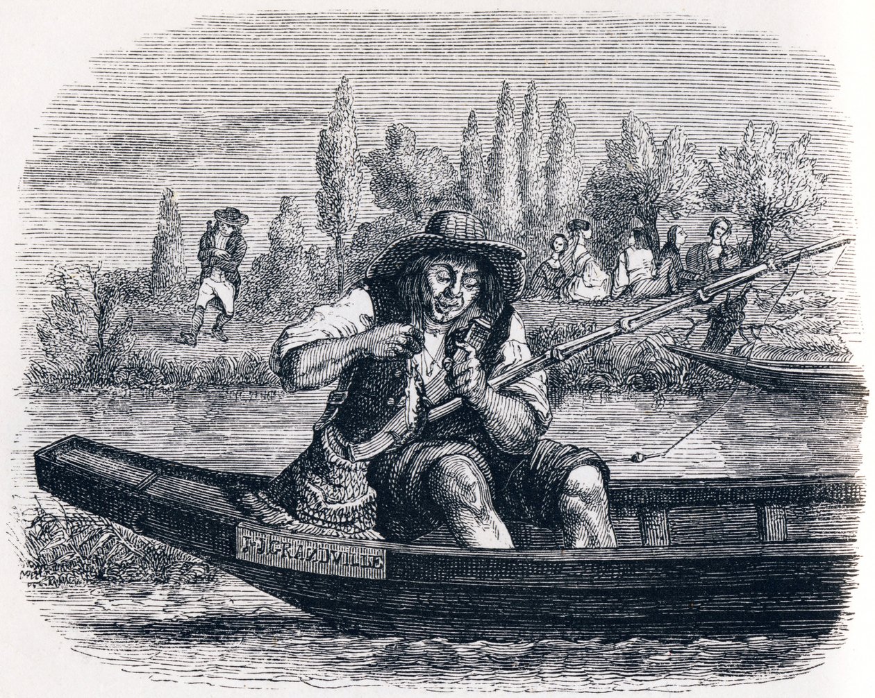 Den lilla fisken och fiskaren - Fables av La Fontaine av Grandville