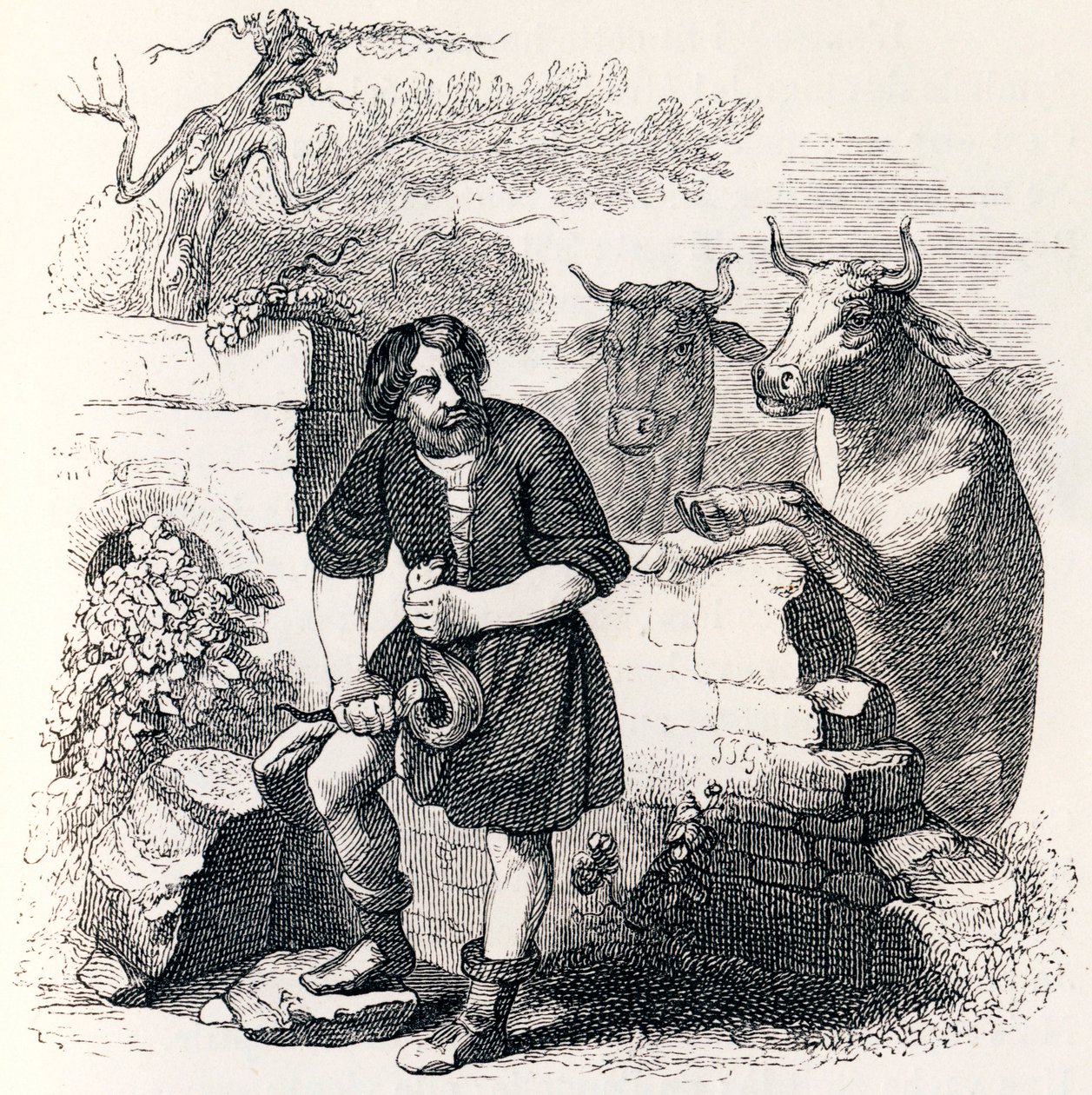 Mannen och ormen - Fables av La Fontaine av Grandville