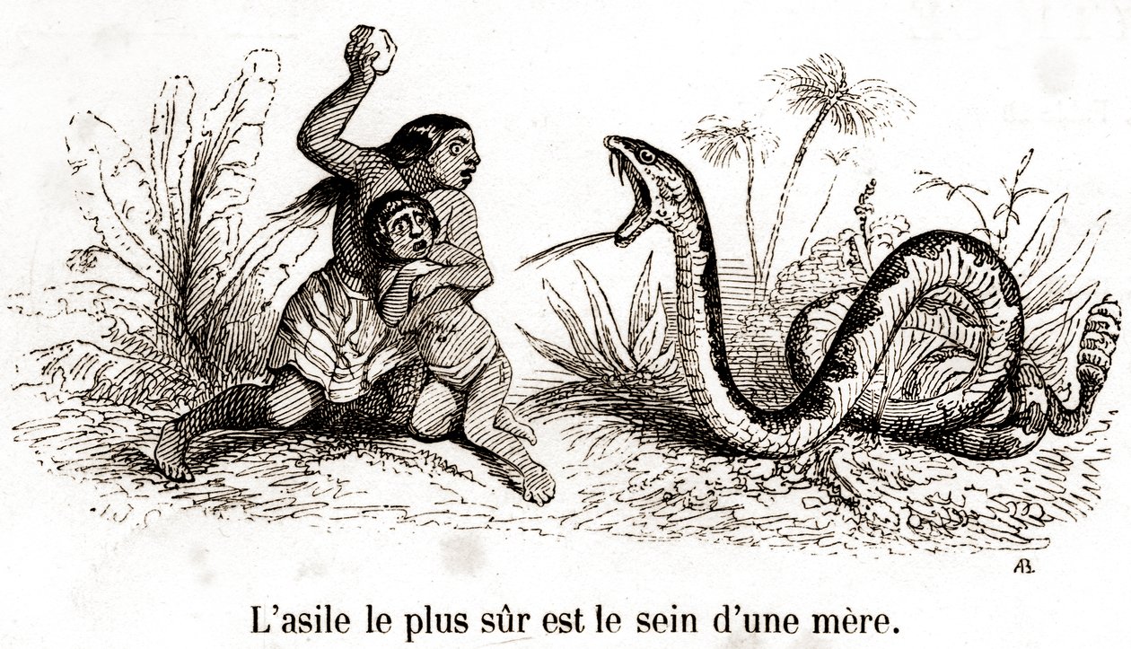 Den säkraste asylen är en mors bröst av Grandville (1803 47)