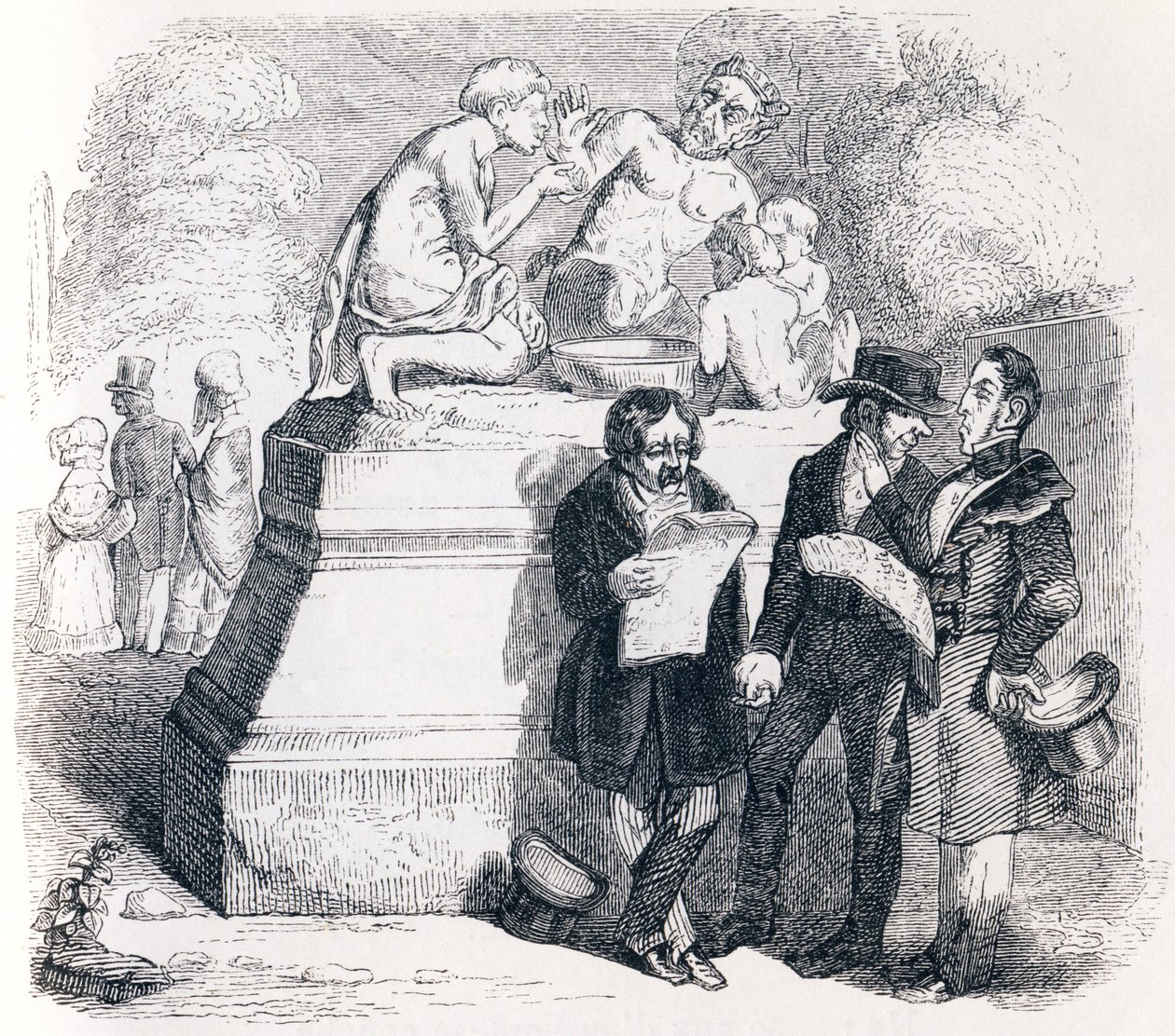 Satyren og den forbipasserende - Fabler af La Fontaineswed av Grandville