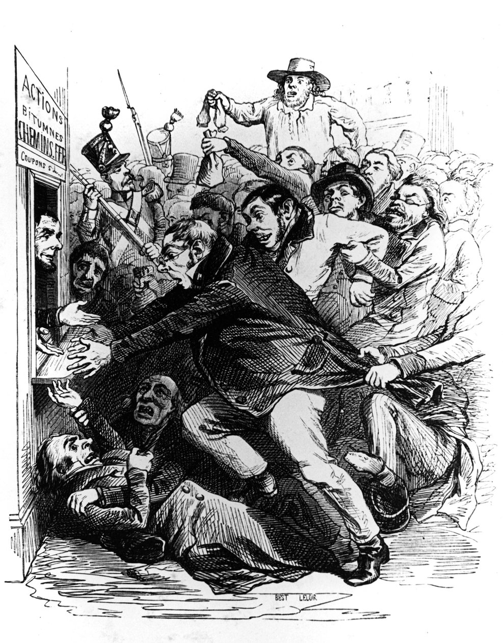 Aktieägarna, gravyr efter teckning av Jean Ignace Isidore alias JJ Grandville av Grandville (1803 47)