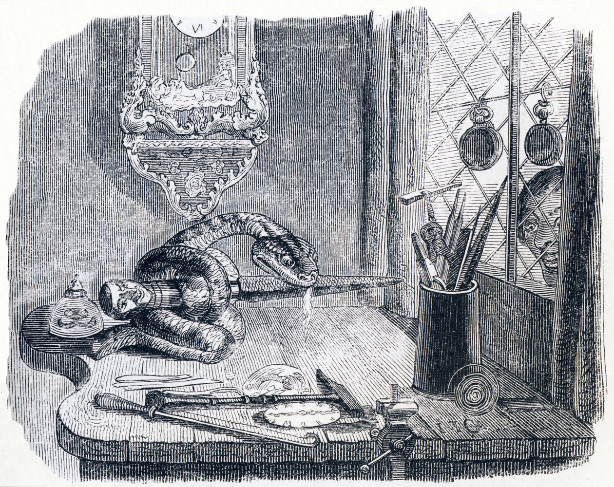 Ormen och filen - Fabler av La Fontaine av Grandville