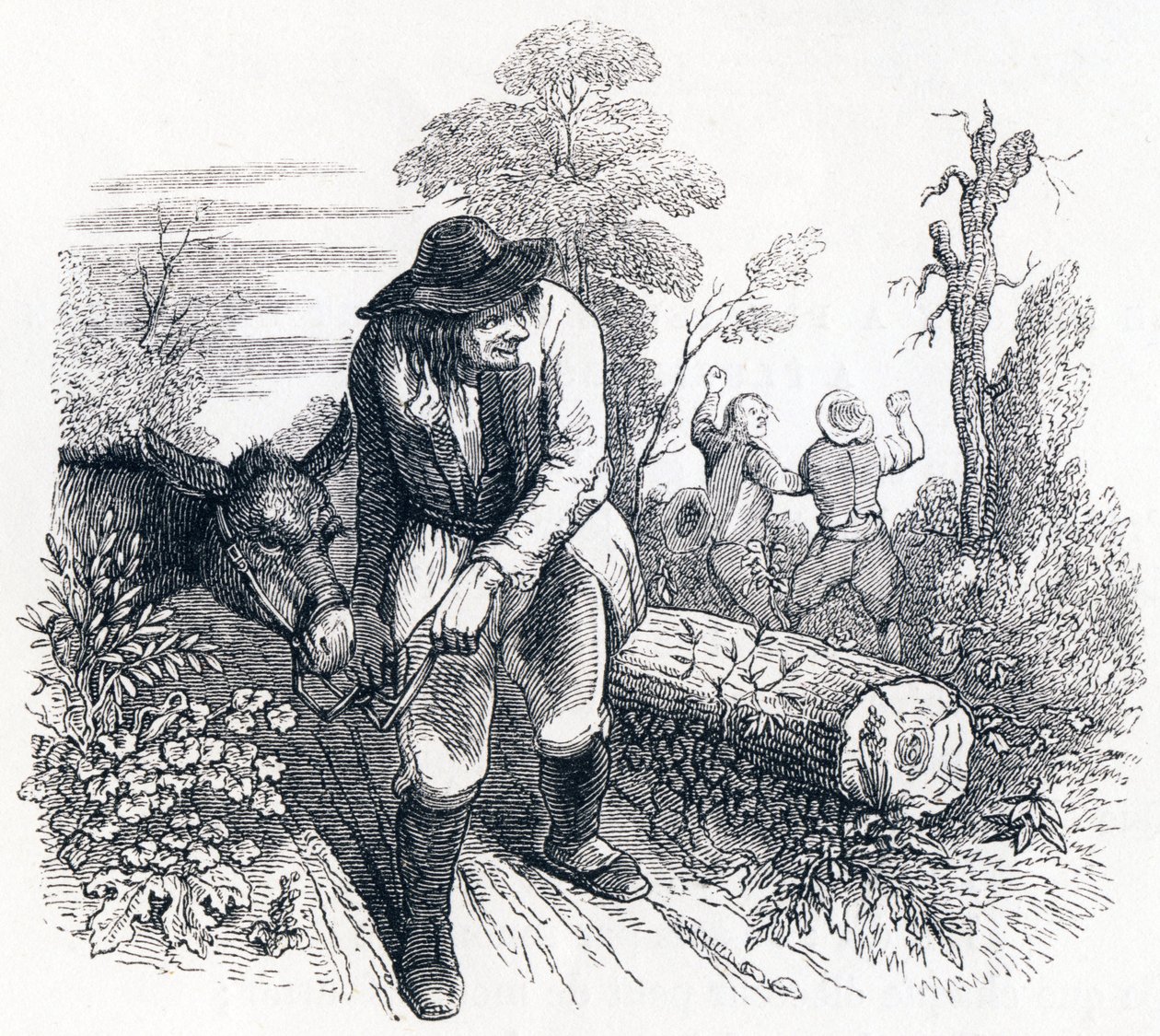 Stölden och åsnan - Fables av La Fontaine av Grandville