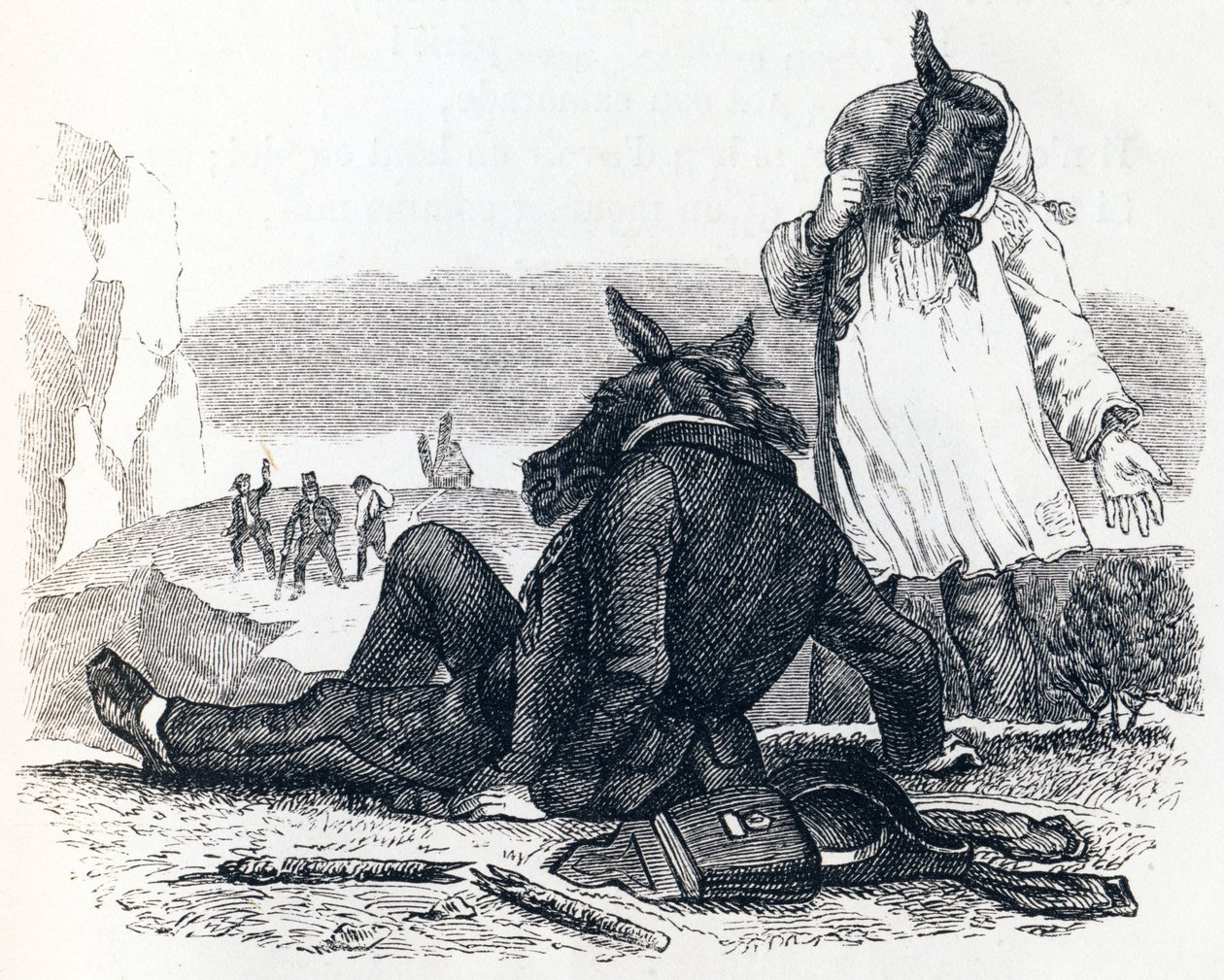The Two Mules - Fables av La Fontaine av Grandville