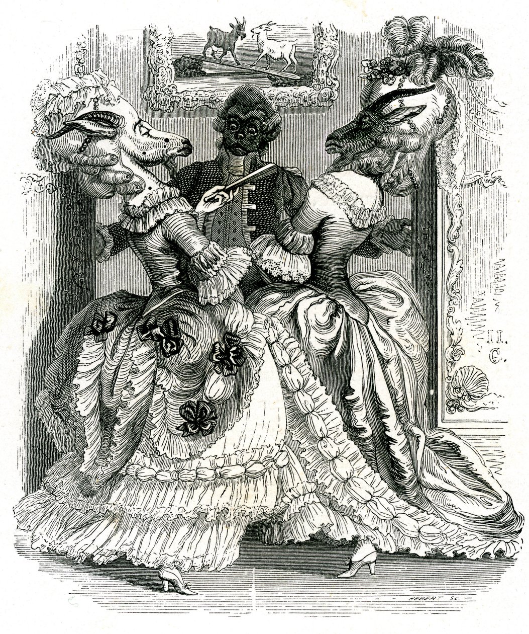 De två getterna: La Fontaines fabel av Grandville (1803 47)