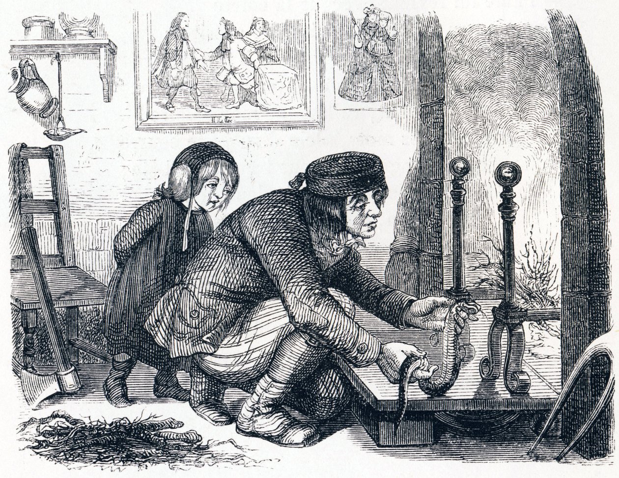Byborna och ormen - Fables av La Fontaine av Grandville