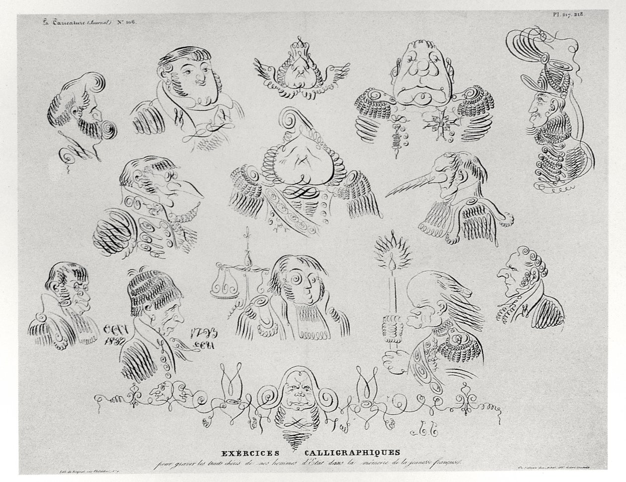 Kalligrafiska övningar, 1832 av Grandville