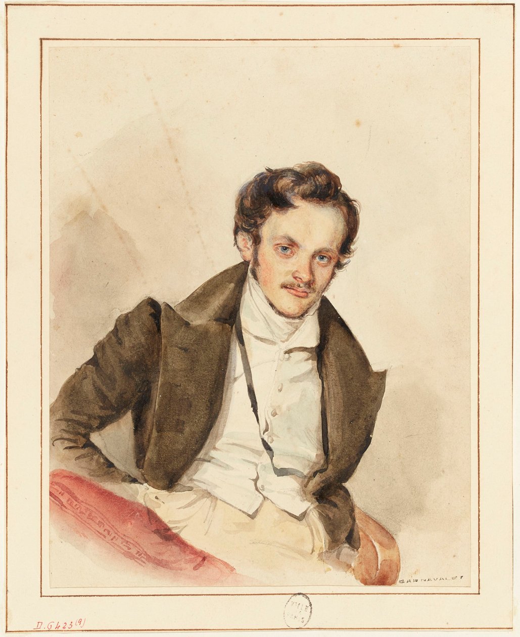 Porträtt av en vän, troligen Guiaud (1811-1876) av Grandville