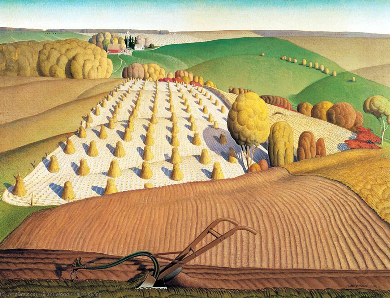 Plöjning på hösten av Grant Wood