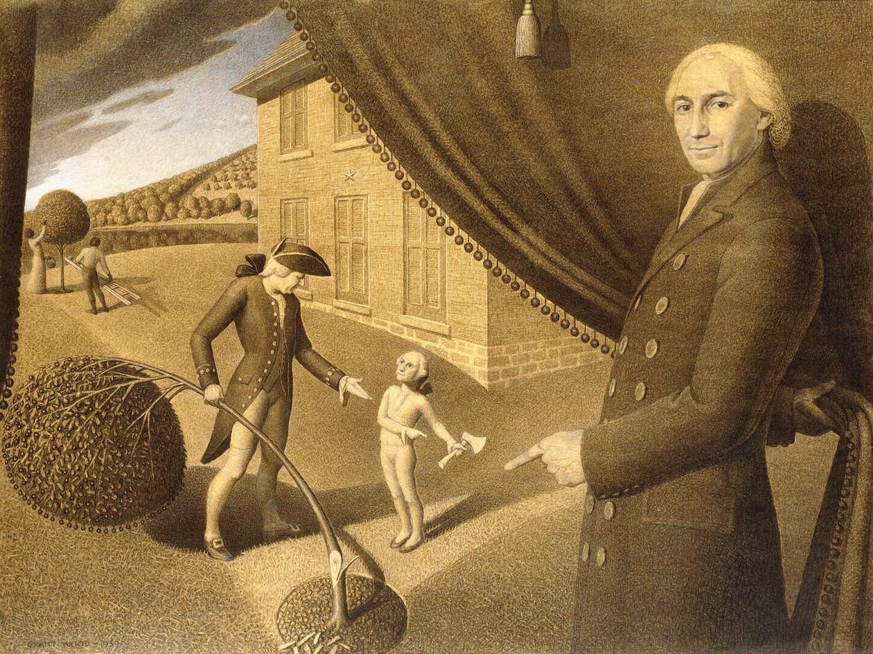 Tecknad film för Parson Weems" Fable, 1939 av Grant Wood