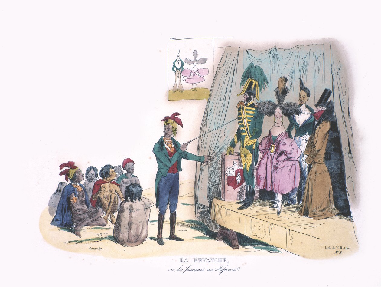 La Revanche, ca 1830 (handfärgad litho) av Granville