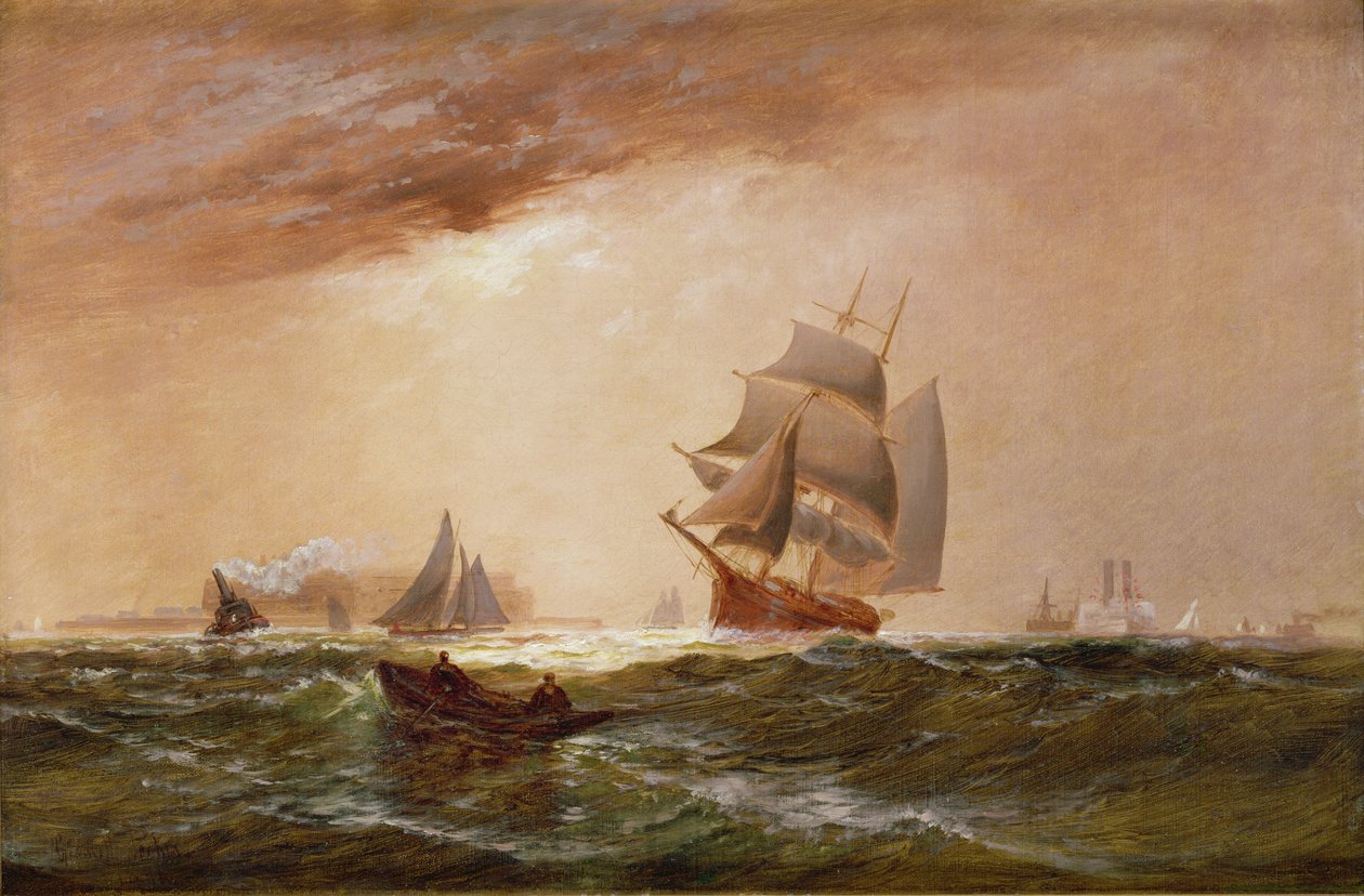 Fartyg i New Yorks hamn, 1891 av Granville Perklins
