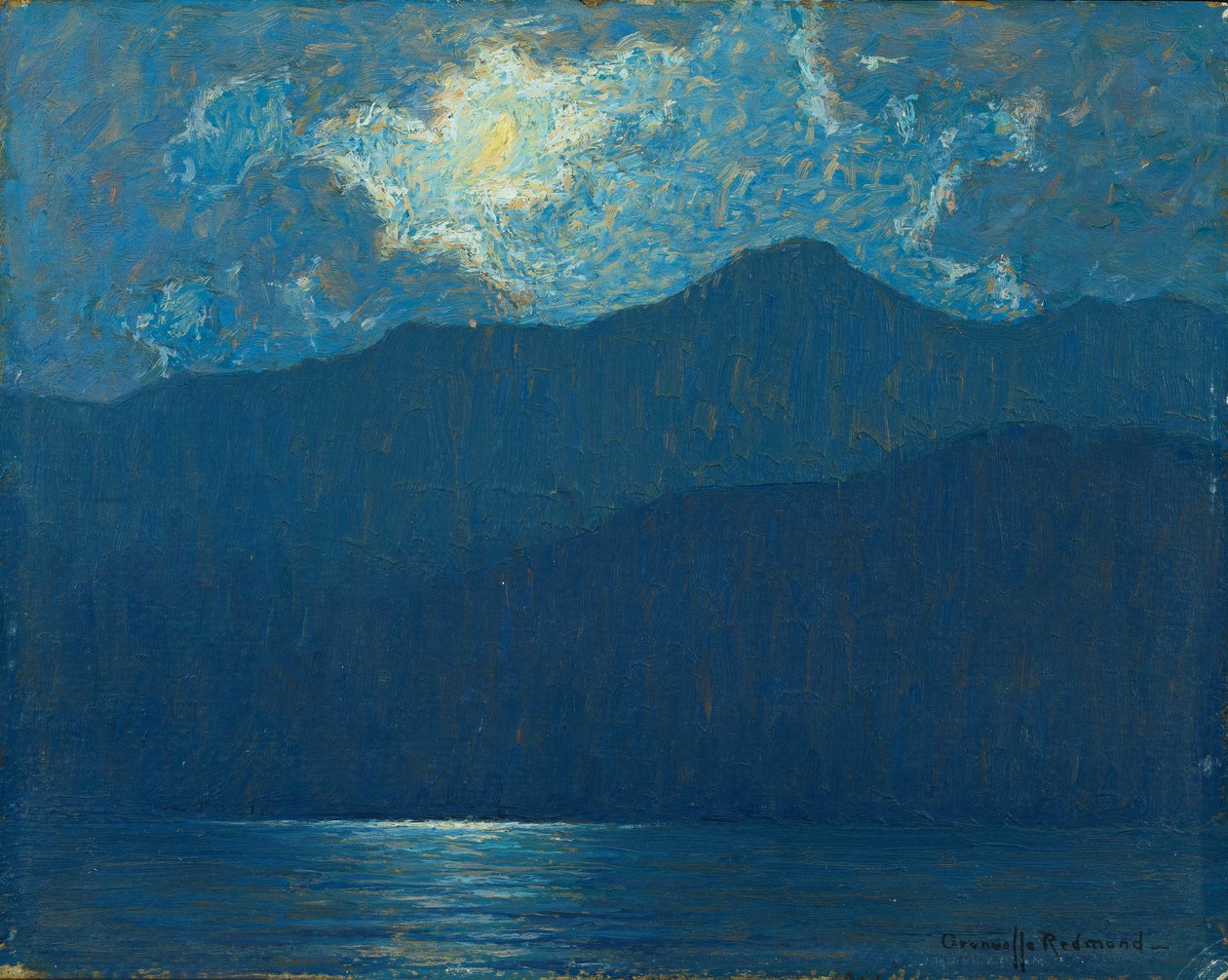 Soluppgång över Catalina Island (olja ombord) av Granville Redmond