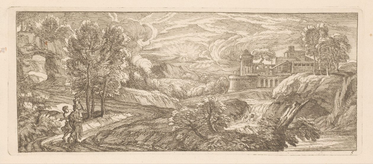 Flodlandskap med två gående figurer River Landscapes (serietitel) av Gérard Audran