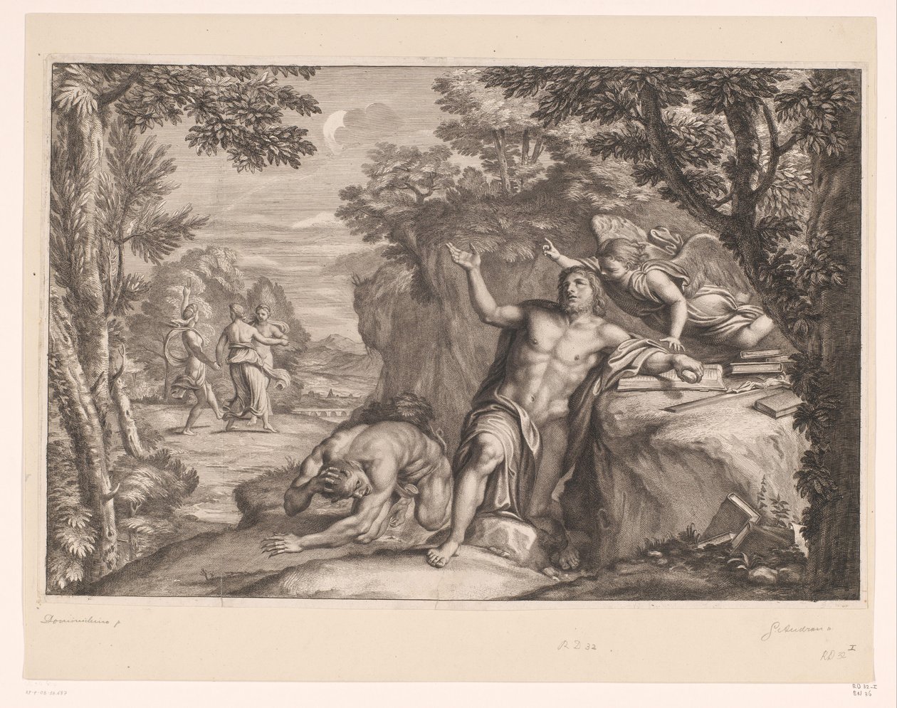 Frestelse av Hieronymus i öknen av Gérard Audran