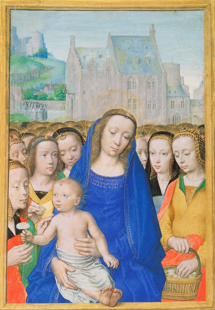 Jungfru Maria med barn och kvinnliga helgon av Gerard David